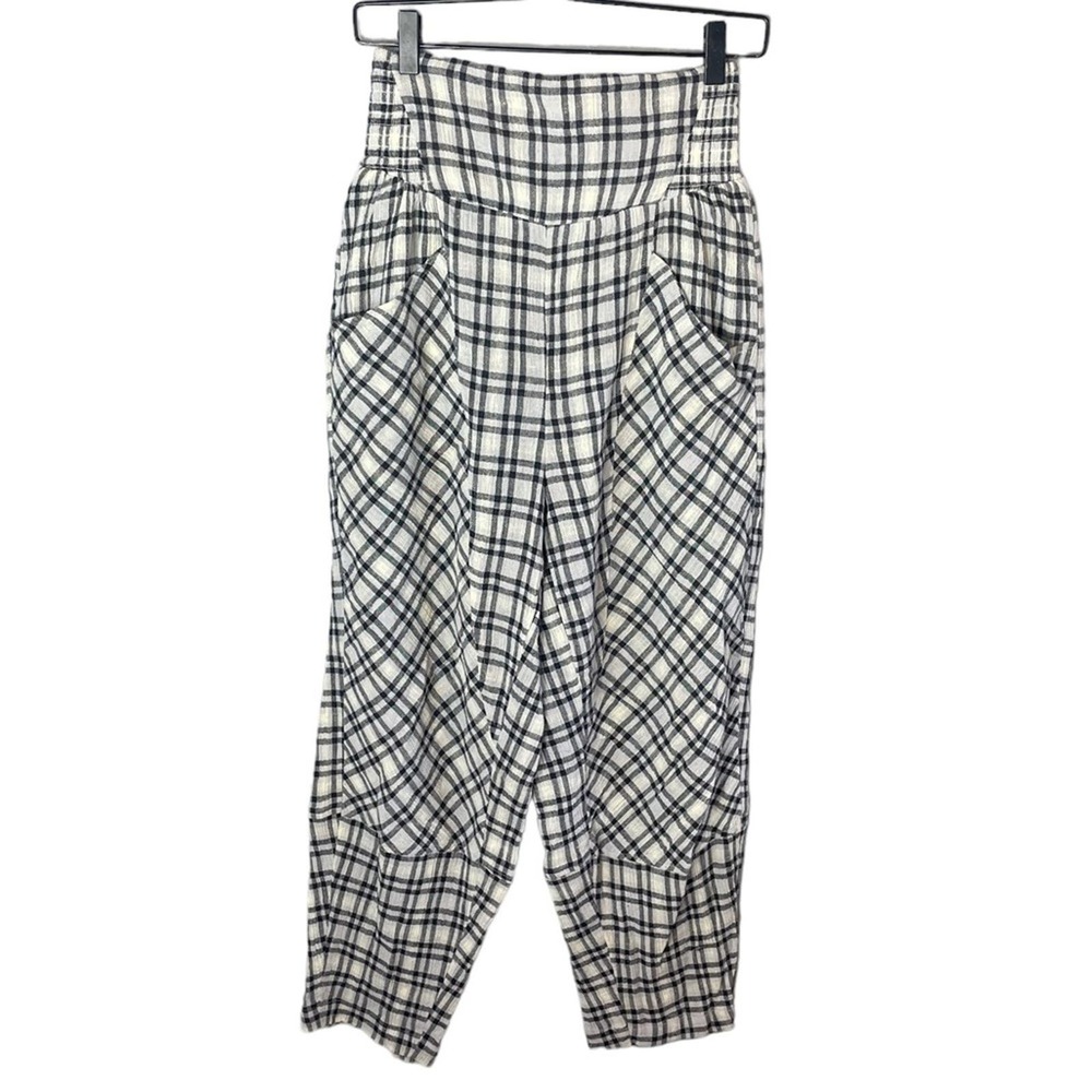 Free People Women’s Size XS Baggy Pants Black / White Plaid